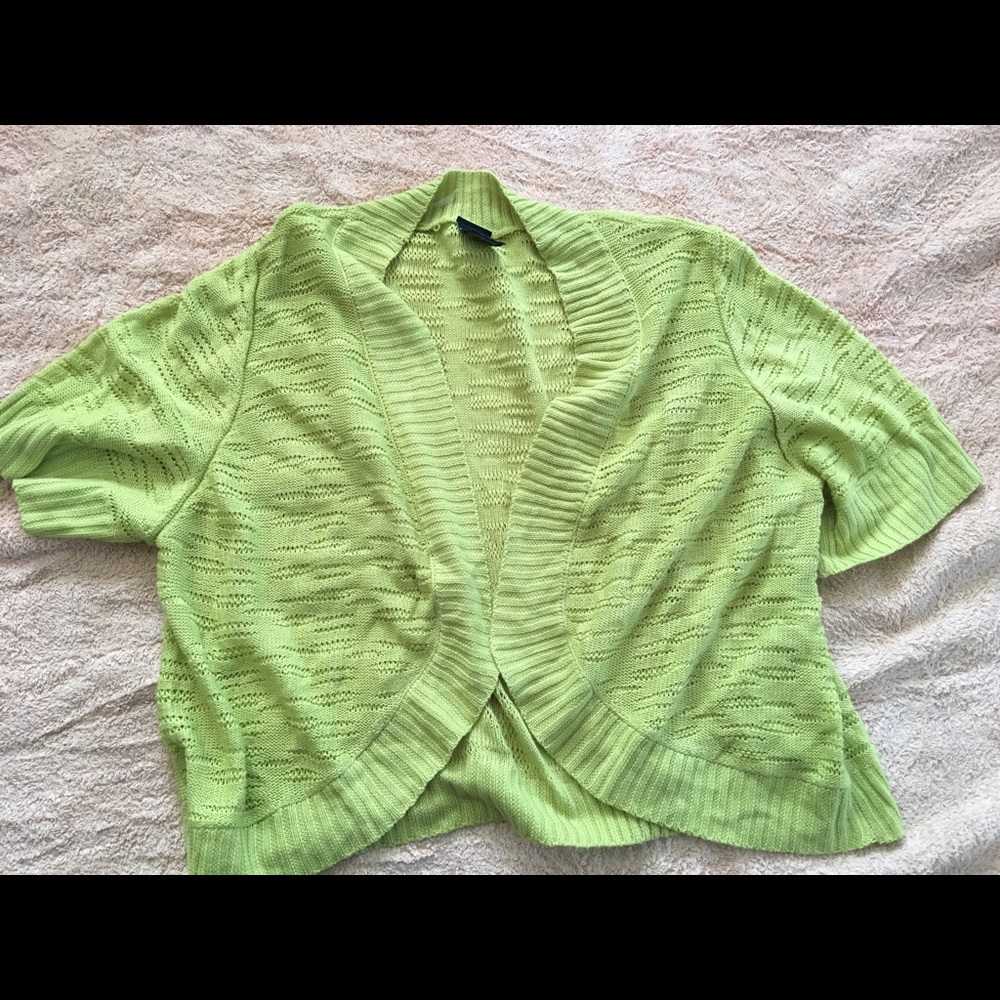 Lime green short sleeve cardigan